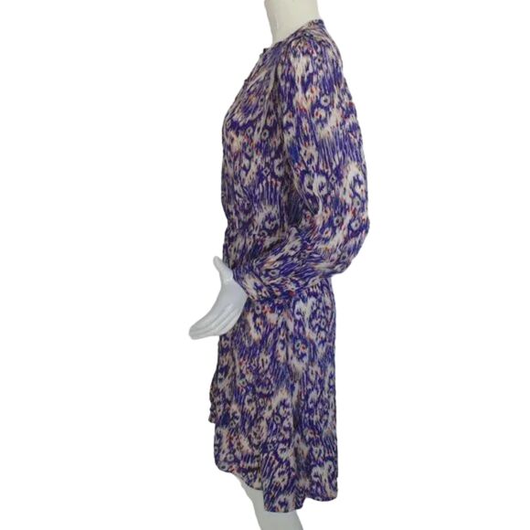 ISABEL MARANT ETOILE Shirt Dress, 38/6, Silk, Ikat print, Long sleeves, Purple - Picture 8 of 14